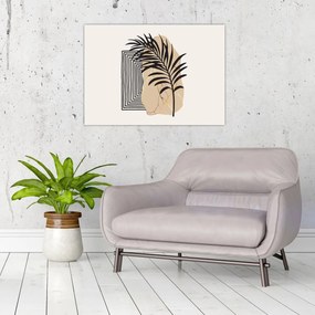 Üveg kép - Absztrakció trópusi levelekkel N⁰3 (70x50 cm)