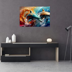 Kép - Delfin festmény (90x60 cm)