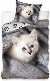 Ágyneműhuzat Aranyos Macska Takaróban Real Foto 140x200