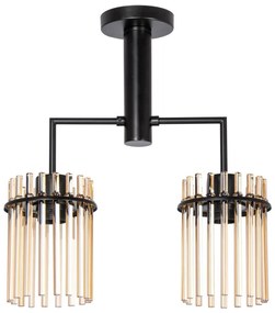 Csillár rúdon 2xE27/60W/230V fekete/füstös