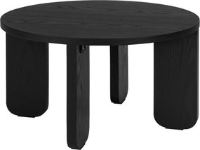 Fekete kerek dohányzóasztal tölgyfa dekoros asztallappal ø 55 cm Kuvu – noo.ma