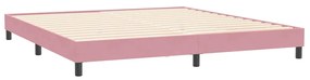 rózsaszín bársony rugós ágy matrac nélkül 200x210 cm