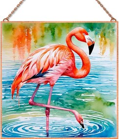 Flamingó 5 üvegkép, falikép