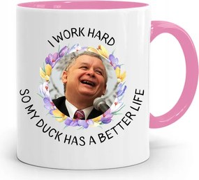 Rózsaszín Vicces Bögre Jaroslaw Kaczynski fényképes nyomattal
