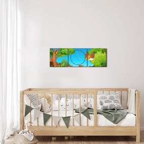 Kép - vidám baglyok (órával) (90x30 cm)