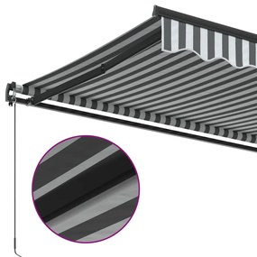 antracitszürke és fehér kézzel kihúzható napellenző 450x350 cm
