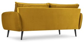 Lento sárga bársony kanapé fekete lábakkal, 198 cm - Kooko Home