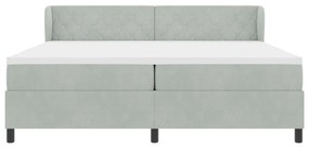 Boxspring Ágy Matrac, Világosszürke, 200x200 cm, Bársony