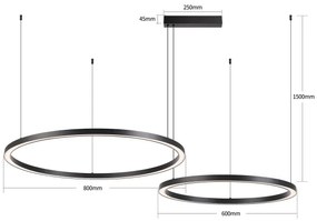Brilagi - PORTOFINO kábellel függesztett, fényerőszabályozható LED csillár LED/98W/230V fekete + távirányító