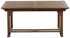 Sötétbarna akácfa kihúzható étkezőasztal 160 / 220 x 90 cm AMANTEA Beliani