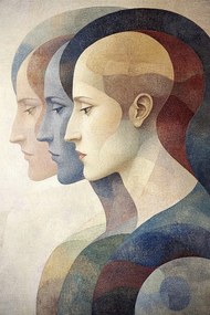 Canvas Vászonkép Absztrakt Portré Profil Arc Mozaik Trio 80x120