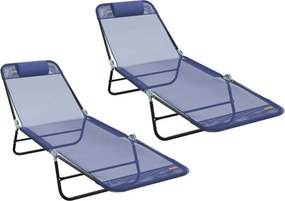 vidaXL Összecsukható nyugágy 2 pcs Sötétkék 182 x 55 x 85,5 cm