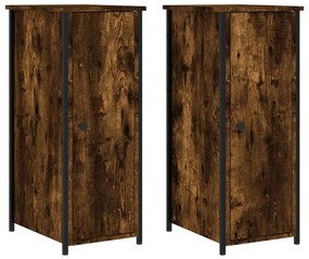 2 db füstös tölgy színű szerelt fa éjjeliszekrény 32x42x80 cm