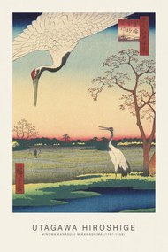 Festmény reprodukció Minowa Kanasugi Mikawashima (Japanese Cranes) - Utagawa Hiroshige, (26.7 x 40 cm)