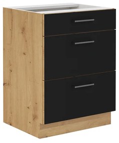 Alsó konyhaszekrény Meriel 60 D 3S BB (fekete + artisan tölgy). 1033978