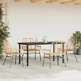 5 észes barna polyrattan üveg kerti étkezőgarnitúra