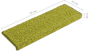 15 db zöld lépcsőszőnyeg, téglalap alakú széllel, 65 x 21 x 4 cm