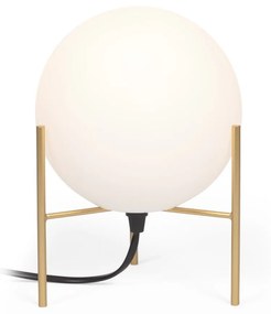 Fehér-aranyszínű asztali lámpa üveg búrával (magasság 22 cm) Seina – Kave Home