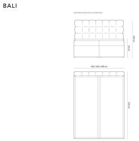 Világoskék boxspring ágy tárolóhellyel 160x200 cm Bali – Cosmopolitan Design