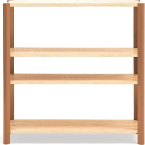 Téglavörös-világos natúr színű polcos állvány tölgyfa dekorral 126x128x43 cm Bona – Teulat