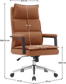 Irodai szék, barna camel ekobőr/króm, KAHIL