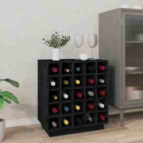 fekete tömör fenyőfa borszekrény 55,5x34x61 cm