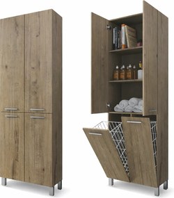 NORMANDIA 60 || Sonoma,  fürdőszoba szekrény, szennyestartóval, tárolóval és polcokkal