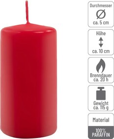 Oszlopos gyertya készlet 10 cm Ø 5 cm 16 db piros