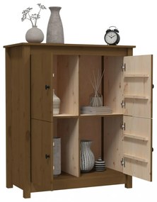 mézbarna tömör fenyőfa tálalószekrény 83x41,5x100 cm