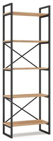 Fekete-natúr színű polcos állvány tölgyfa dekorral 58x175 cm Dusan – Marckeric