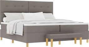 vidaXL Boxrugós ágy matracmal fejtámlával Tópszínű 200 x 200 cm szövet
