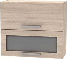 Billenő felsőszekrény üveggel 2DV, tölgy sonoma, NOVA PLUS NOPL-016-OH