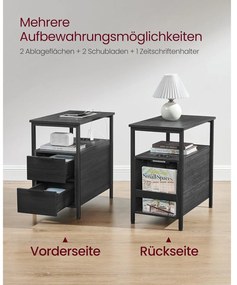 Éjjeliszekrény elosztóval és USB porttal, kis asztal 2 fiókkal, antracitszürke