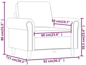 világosszürke bársony kanapéfotel 60 cm