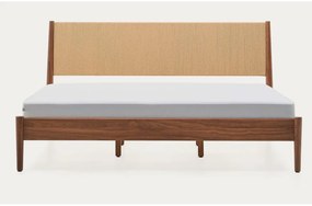 Sötétbarna diófa franciaágy ágyráccsal 180x200 cm Elan – Kave Home