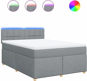 vidaXL világosszürke szövet rugós ágy matraccal 140 x 190 cm