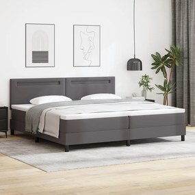 Boxspring Ágy Matraccal Szürkében, 200x200 cm, Műbőr.