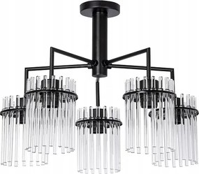 Elegáns csillár fekete csövekkel hálószobába az ágy fölé 5 x E27 gyönyörű