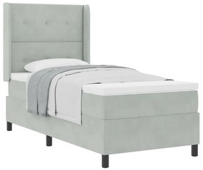 Boxspring Ágy Matrac Ezüstszürke 80x200 cm Bársony