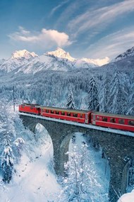 Illusztráció Bernina Express train in the snowy, Roberto Moiola / Sysaworld