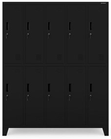 Fém BHP öltözőszekrény 10 ajtóval BARTEK 1360 x 1720 x 450 mm, fekete