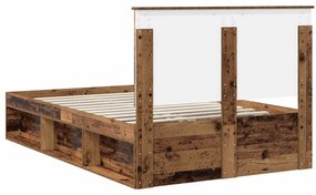 vidaXL Ágykeret fejtámlával Öreg fa 120 x 190 cm Tömör fenyőfa