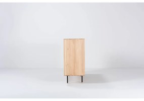 Fekete-natúr színű tölgyfa alacsony komód 176x100 cm Fina – Gazzda