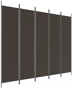 5 paneles barna szövet paraván 250x200 cm