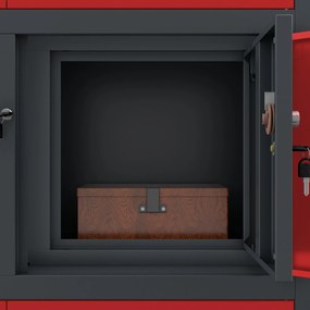 Fém irodai szekrény széffel, antracit-piros, 900x1850x400 mm: FILIP II