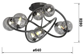 Wofi 9014-805 - LED Felületre szerelhető csillár NANCY 8xG9/3,5W/230V fekete/króm