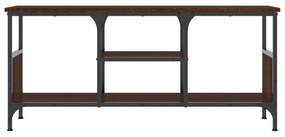 barna tölgyszínű szerelt fa és vas TV-szekrény 100x35x45 cm