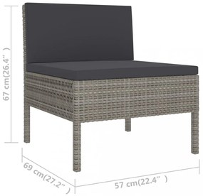 6 részes szürke polyrattan kerti ülőgarnitúra párnákkal