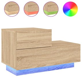 Sonoma tölgy színű éjjeliszekrény LED-ekkel 70 x 36 x 40,5 cm