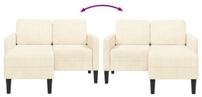 krémszínű vászon 2 üléses kanapé L-alakú kanapéval 125 cm